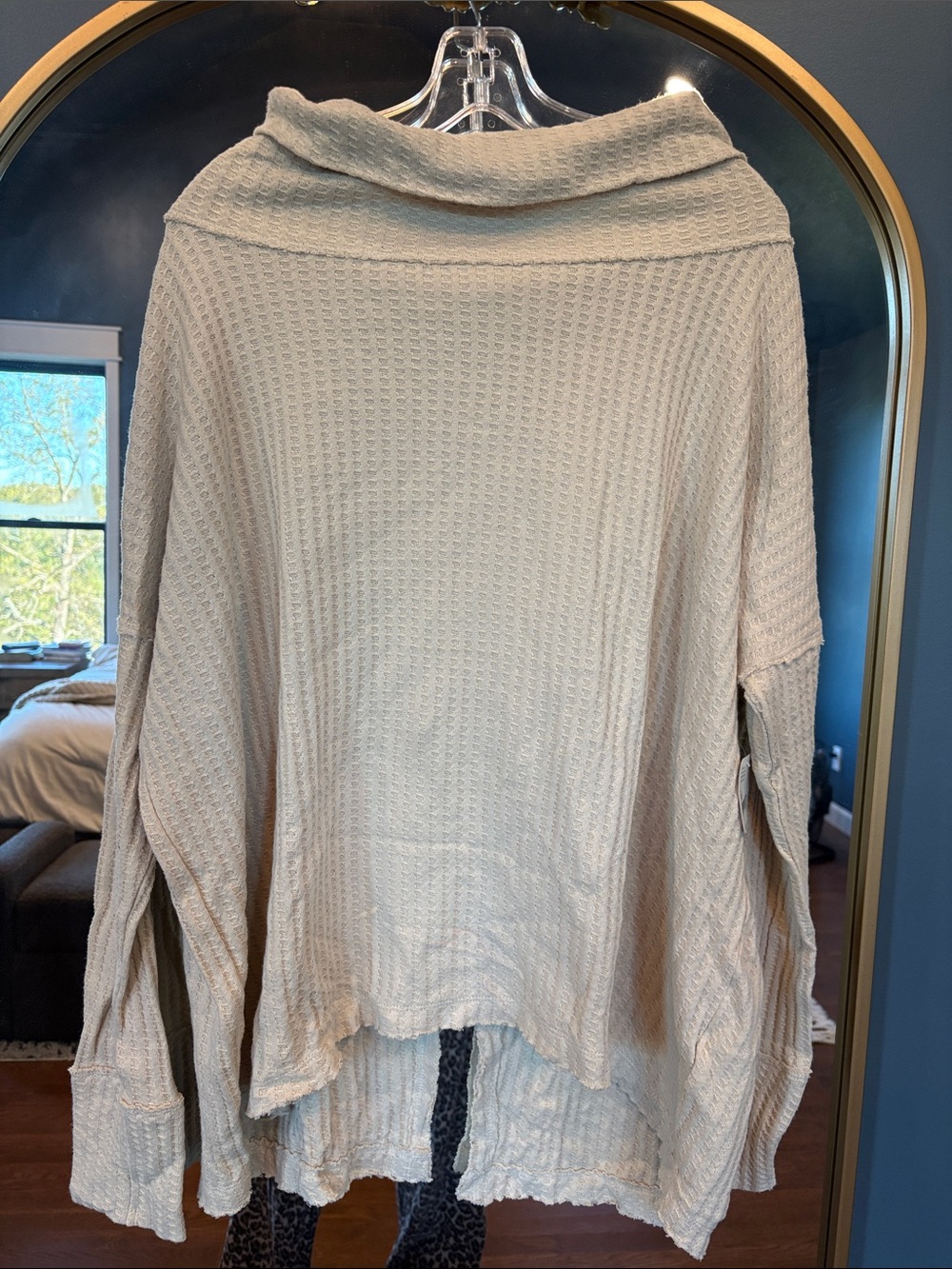 Free People Juicy Long Sleeve Waffle Weave Split Back top versatile